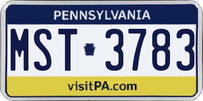 PA license plate MST3783