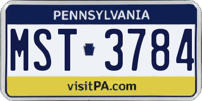 PA license plate MST3784