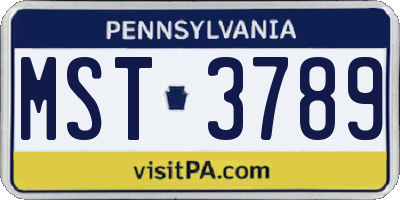PA license plate MST3789