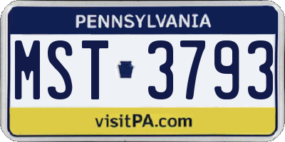 PA license plate MST3793