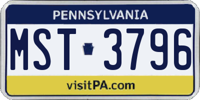 PA license plate MST3796