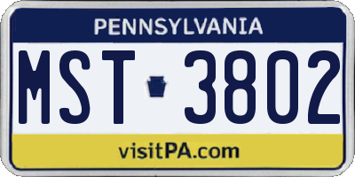 PA license plate MST3802