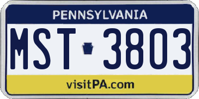 PA license plate MST3803