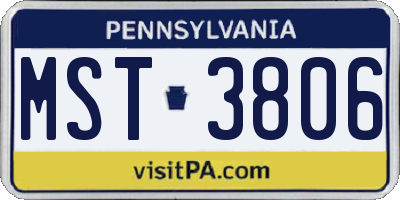 PA license plate MST3806