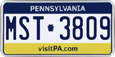 PA license plate MST3809