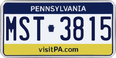PA license plate MST3815