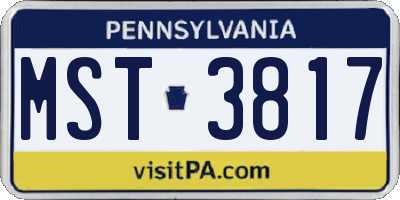 PA license plate MST3817