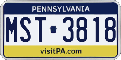 PA license plate MST3818