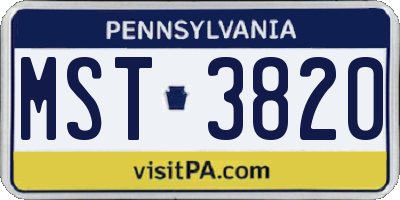 PA license plate MST3820