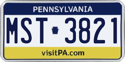 PA license plate MST3821