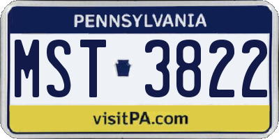 PA license plate MST3822