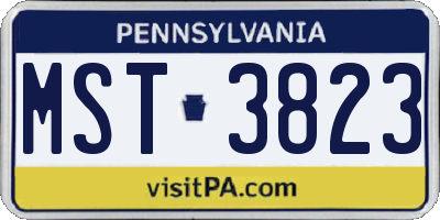 PA license plate MST3823