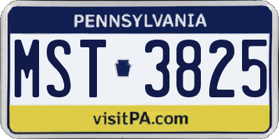 PA license plate MST3825