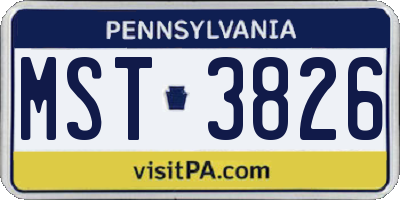 PA license plate MST3826