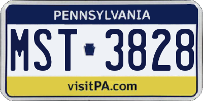 PA license plate MST3828