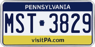 PA license plate MST3829