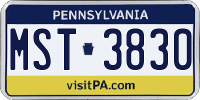PA license plate MST3830