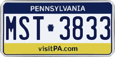 PA license plate MST3833