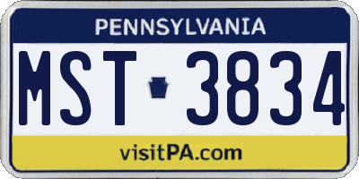 PA license plate MST3834