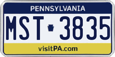 PA license plate MST3835