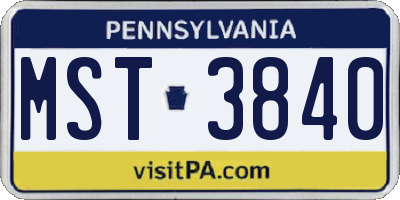 PA license plate MST3840