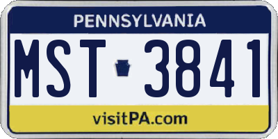 PA license plate MST3841