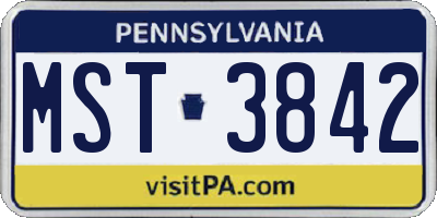 PA license plate MST3842