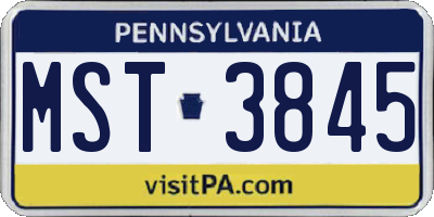 PA license plate MST3845