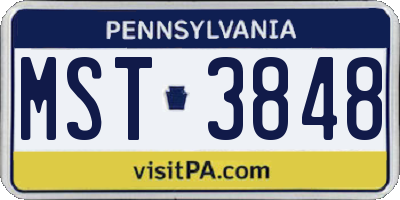 PA license plate MST3848
