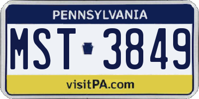 PA license plate MST3849