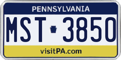 PA license plate MST3850