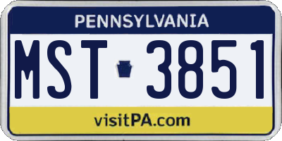 PA license plate MST3851