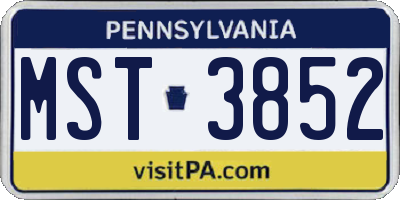 PA license plate MST3852