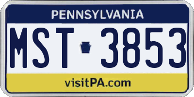 PA license plate MST3853