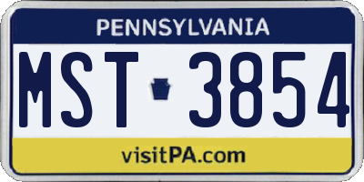 PA license plate MST3854