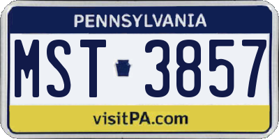 PA license plate MST3857