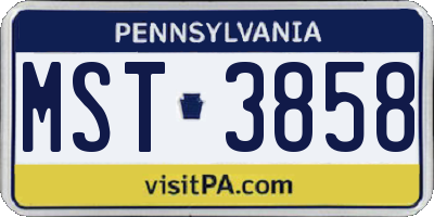 PA license plate MST3858