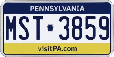 PA license plate MST3859