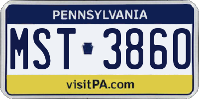 PA license plate MST3860