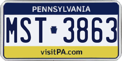 PA license plate MST3863