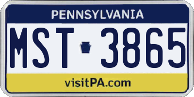 PA license plate MST3865