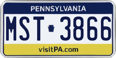 PA license plate MST3866