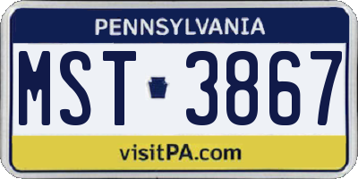 PA license plate MST3867