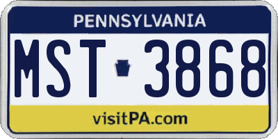 PA license plate MST3868