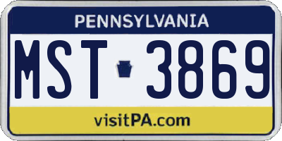 PA license plate MST3869