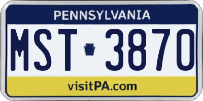 PA license plate MST3870