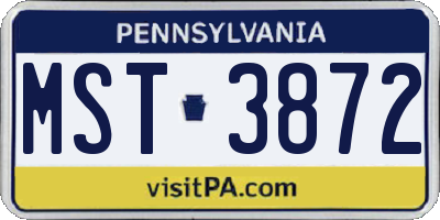 PA license plate MST3872