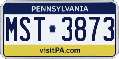 PA license plate MST3873