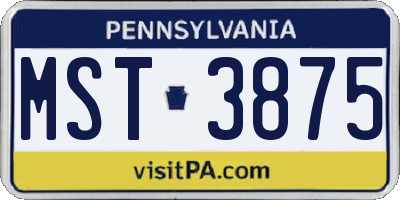 PA license plate MST3875