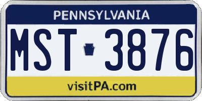 PA license plate MST3876